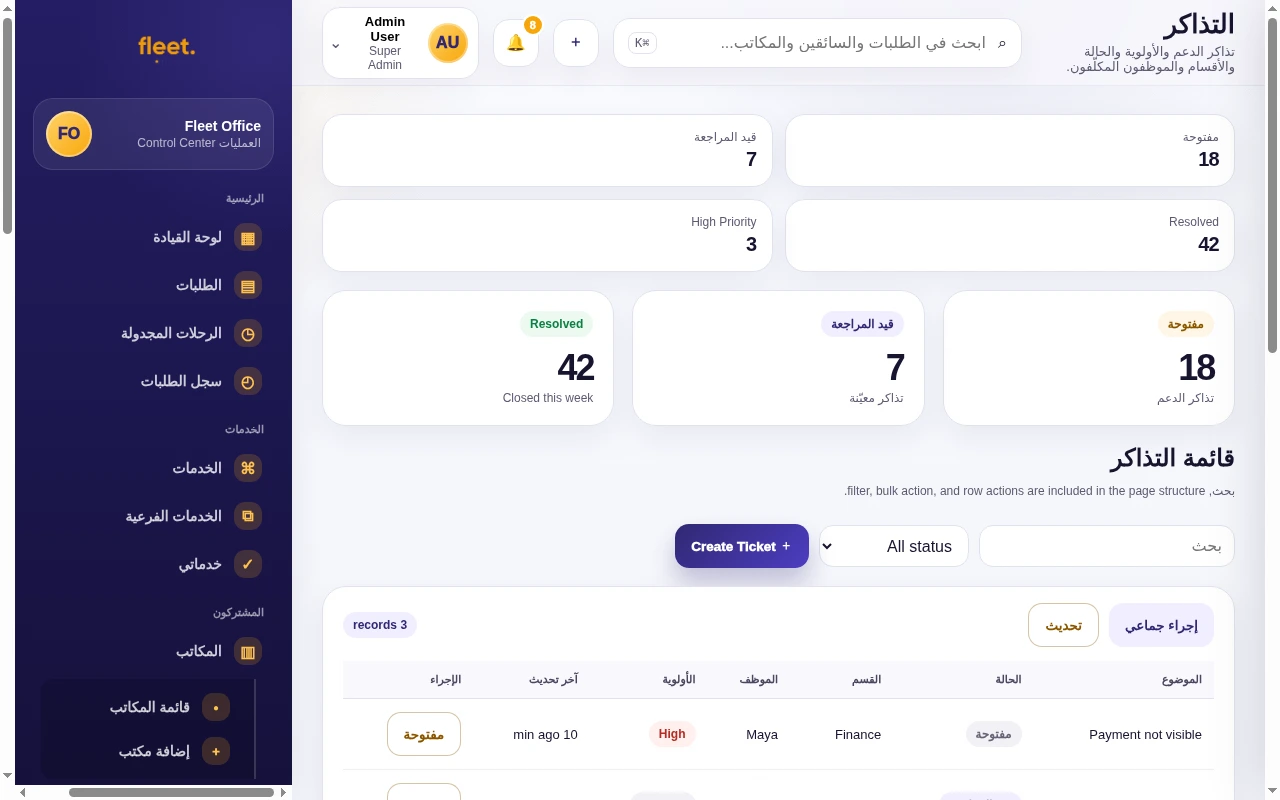 تذاكر السلامة والدعم