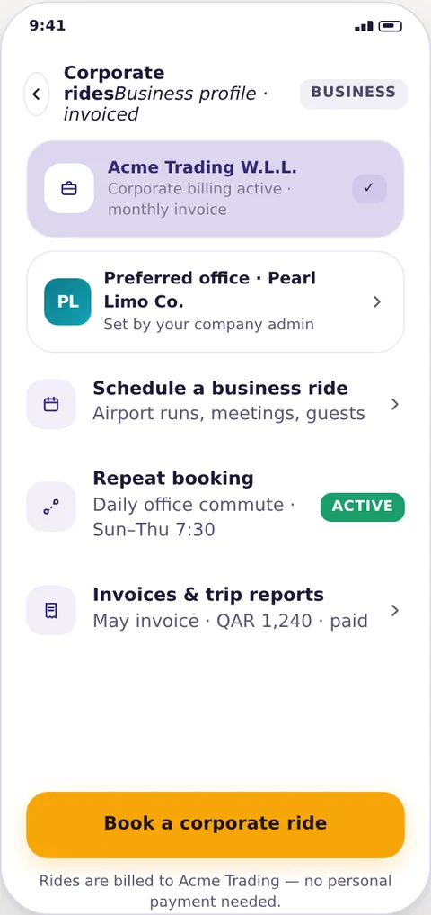 Corporate travel profile