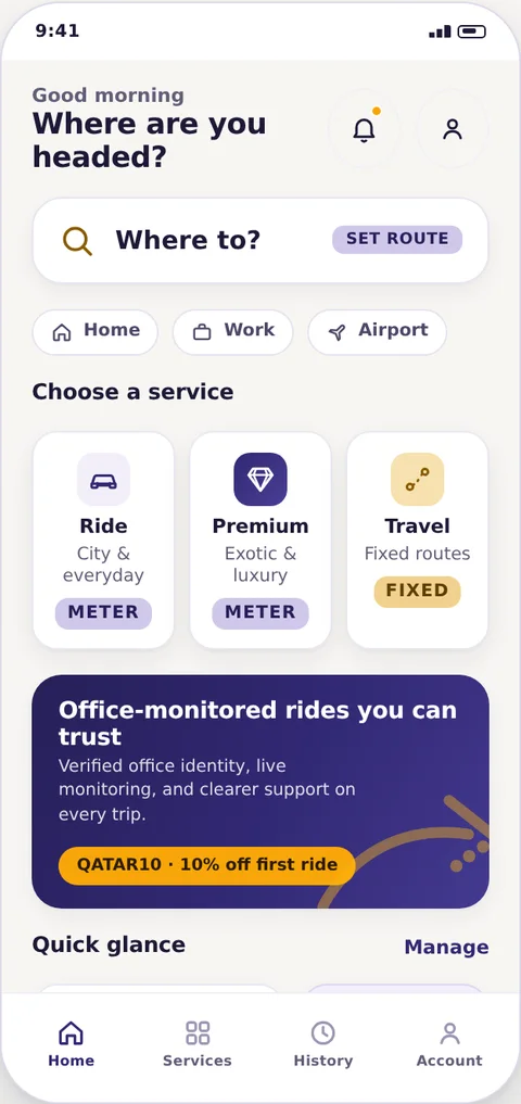 Fleet Ride home screen