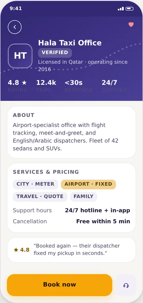 Fleet Ride office profile screen