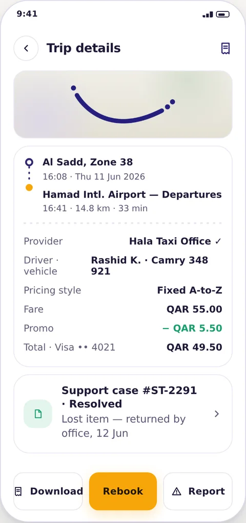 Fleet Ride trip receipt screen