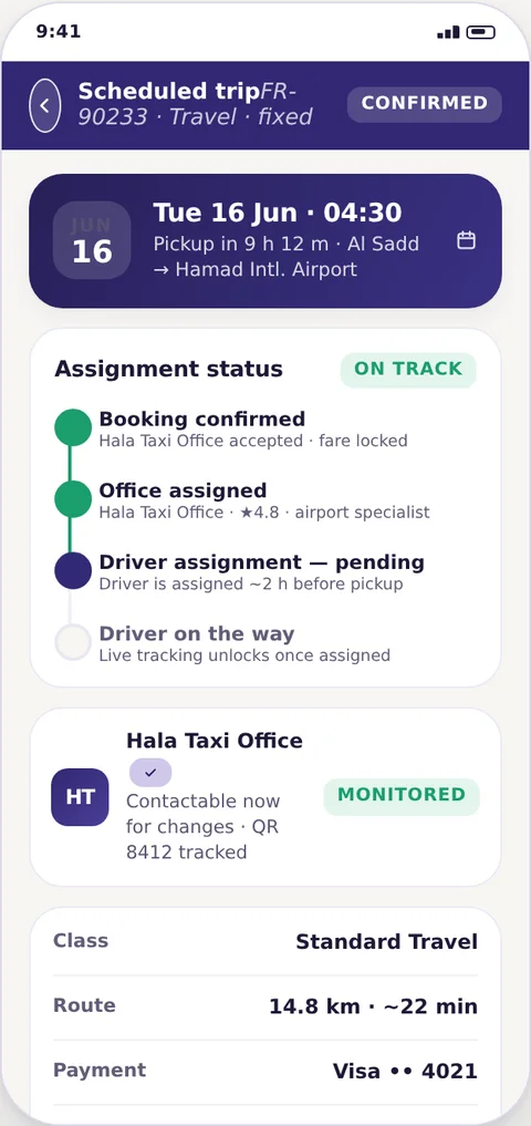 Track assignment status